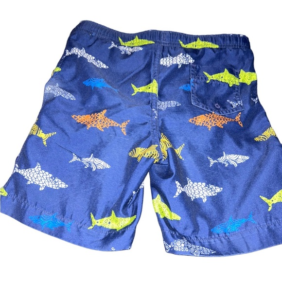 Lands’end navy shark swim trunks shorts boys size 7 pool beach - Picture 2 of 3